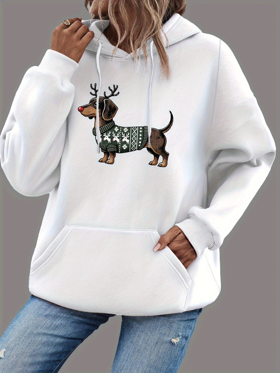 Mirla | Dackeldruck Hoodie för Damer-Eva Jonsson