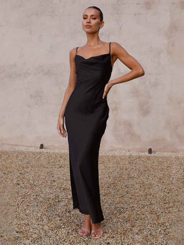 Mirla | Dam Axelband Djupt V-ringad Slim-Fashion-Klänning-Eva Jonsson