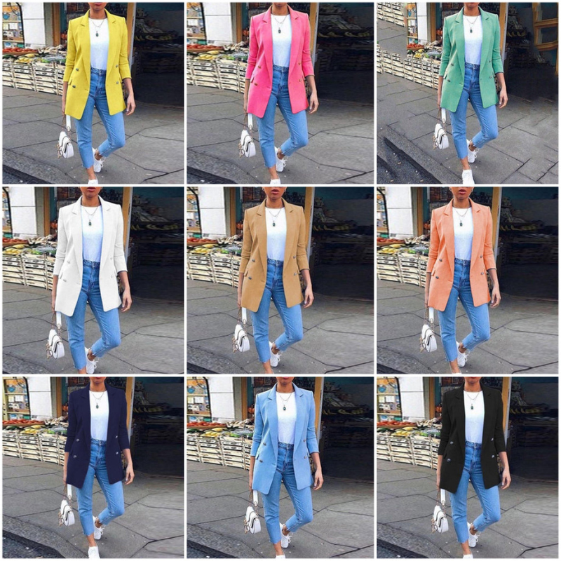 Mirla | Dam Blazer Elegant Longblazer med 3/4 ärmar, Ideal för Business Looks-Eva Jonsson