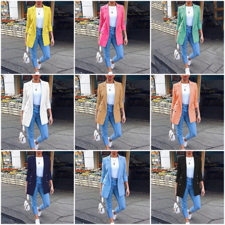 Mirla | Dam Blazer Elegant Longblazer med 3/4 ärmar, Ideal för Business Looks-Eva Jonsson