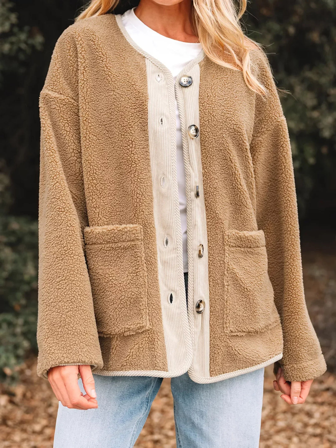 Mirla | Dam Button-Front Sherpa Teddy Jacka-Eva Jonsson