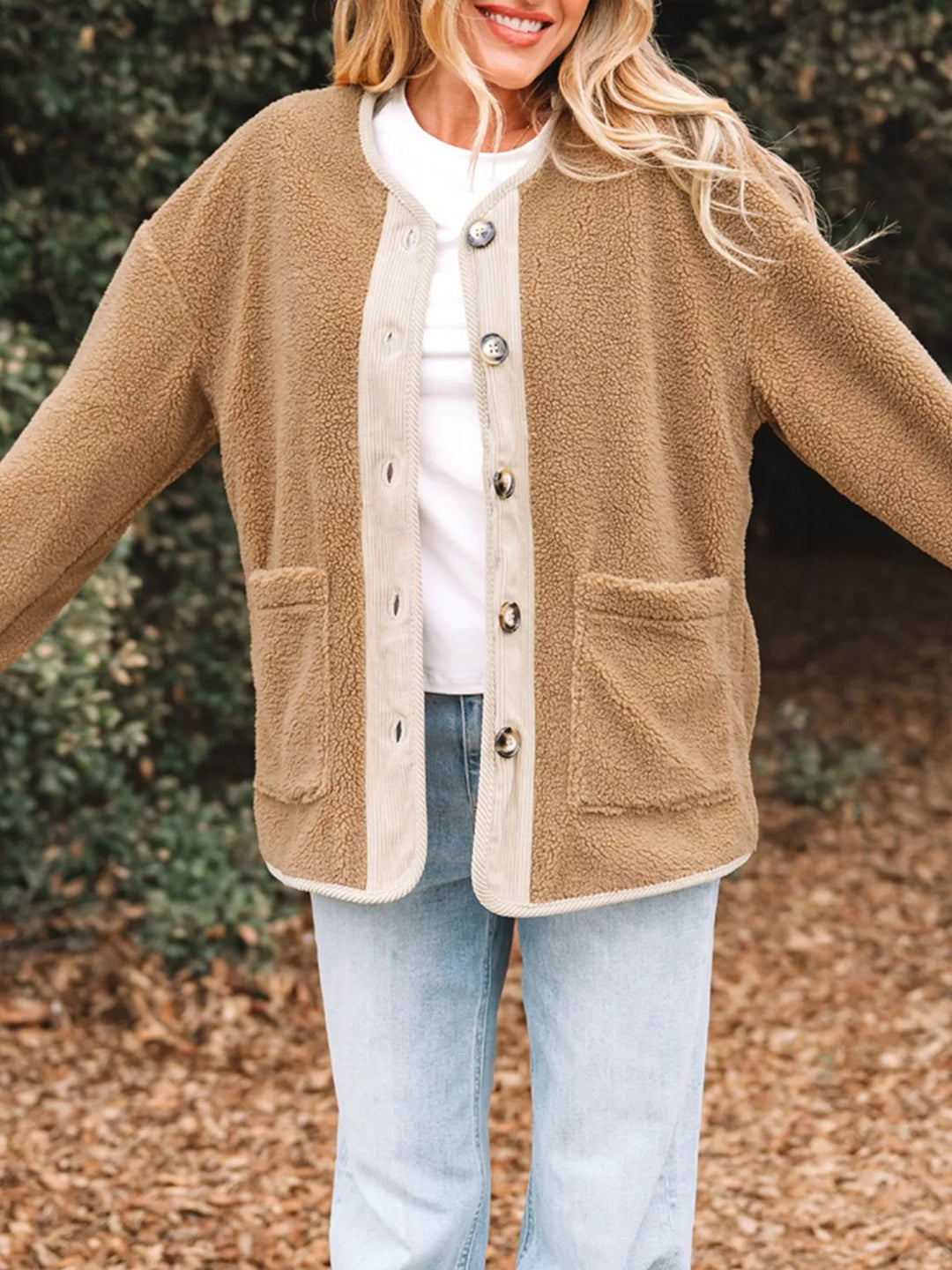 Mirla | Dam Button-Front Sherpa Teddy Jacka-Eva Jonsson