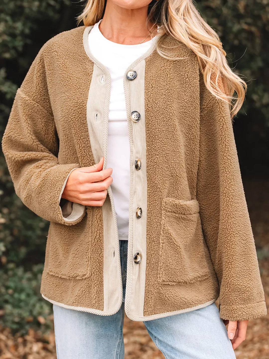 Mirla | Dam Button-Front Sherpa Teddy Jacka-Eva Jonsson