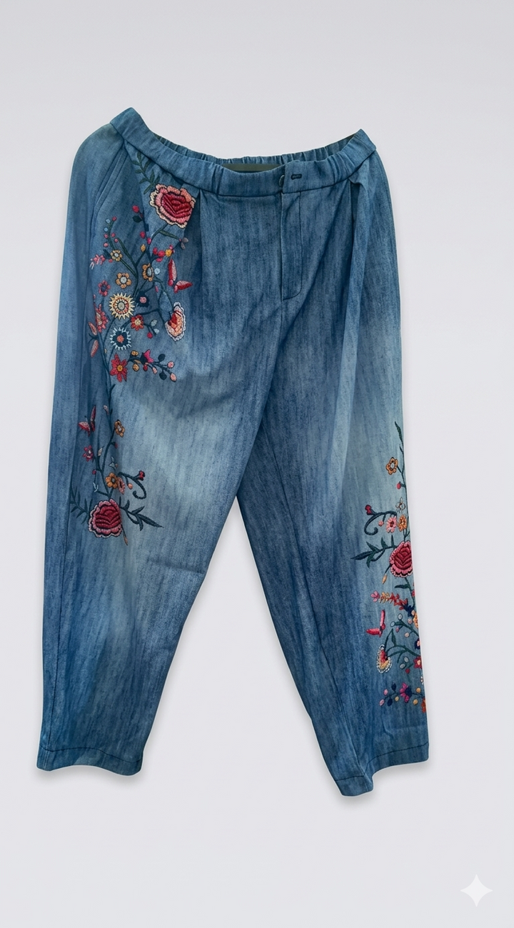 Mirla | Dam-Cargobyxa Vid, Låga Högmidjade Jeans-Eva Jonsson
