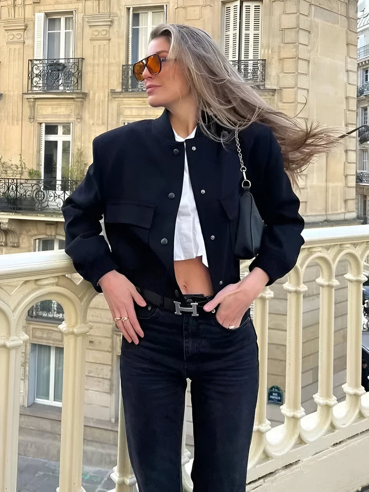 Mirla | Dam Cropped Button-Down Bomberjacka-Eva Jonsson