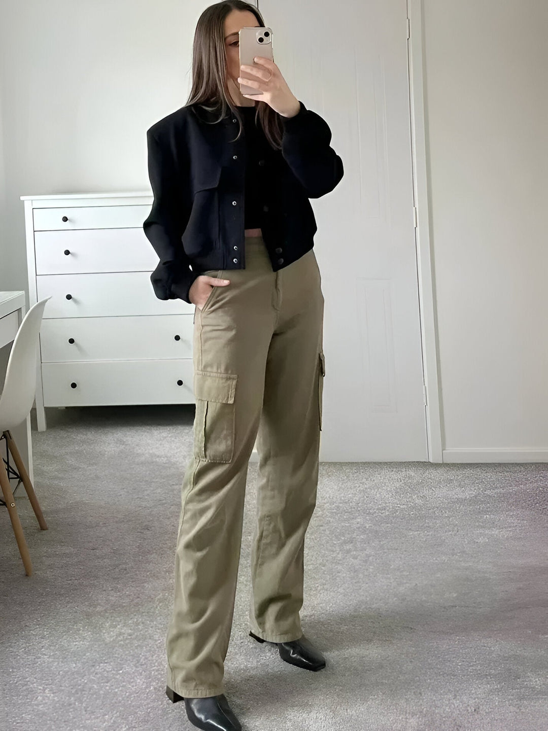 Mirla | Dam Cropped Button-Down Bomberjacka-Eva Jonsson