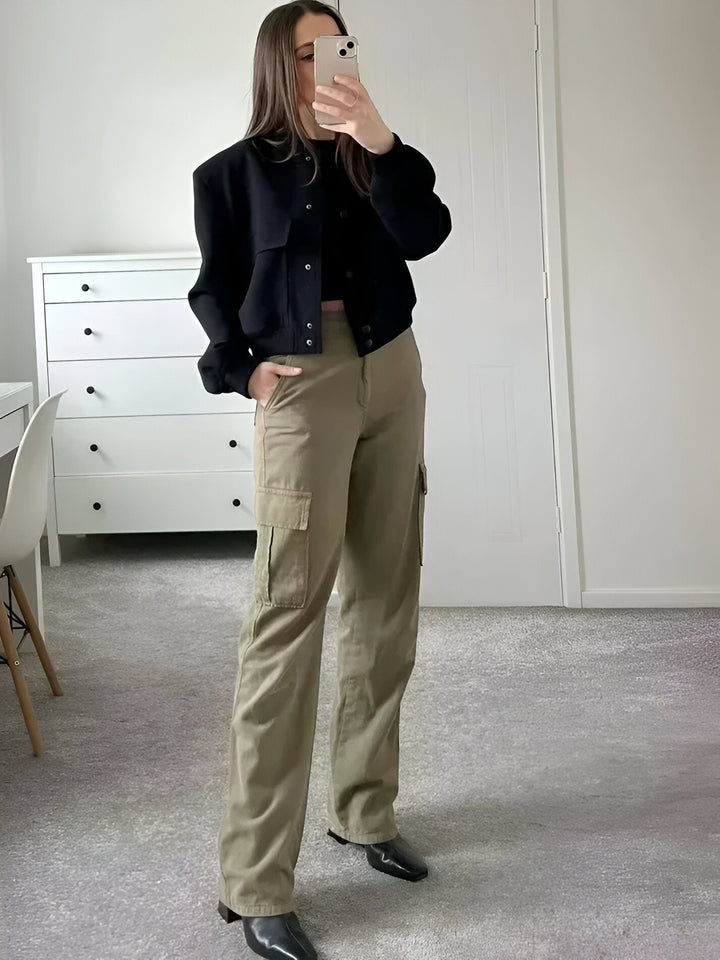 Mirla | Dam Cropped Button-Down Bomberjacka-Eva Jonsson