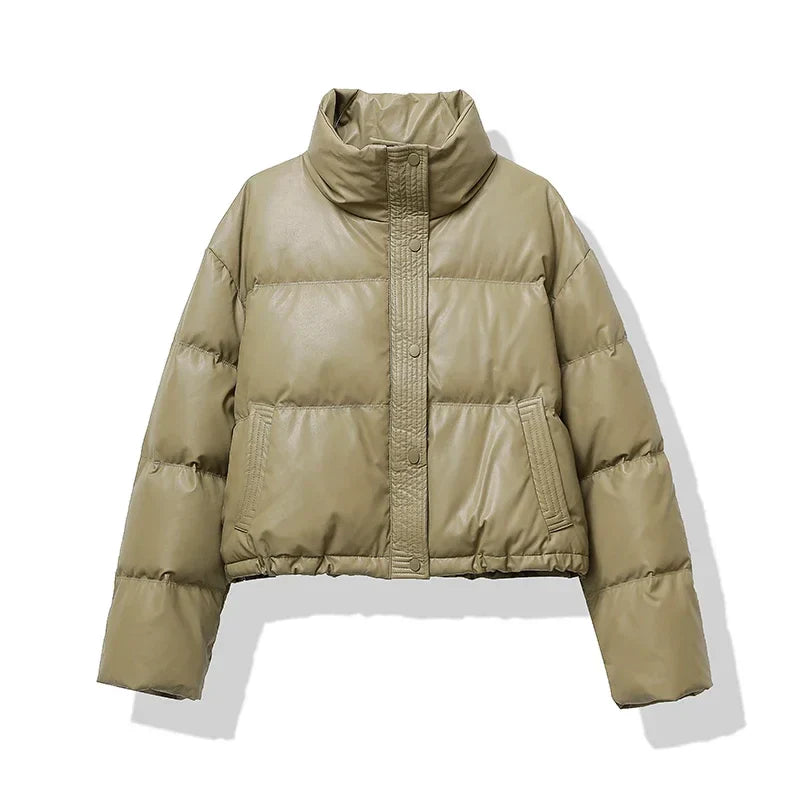 Mirla | Dam Cropped Glänsande Pufferjacka-Eva Jonsson