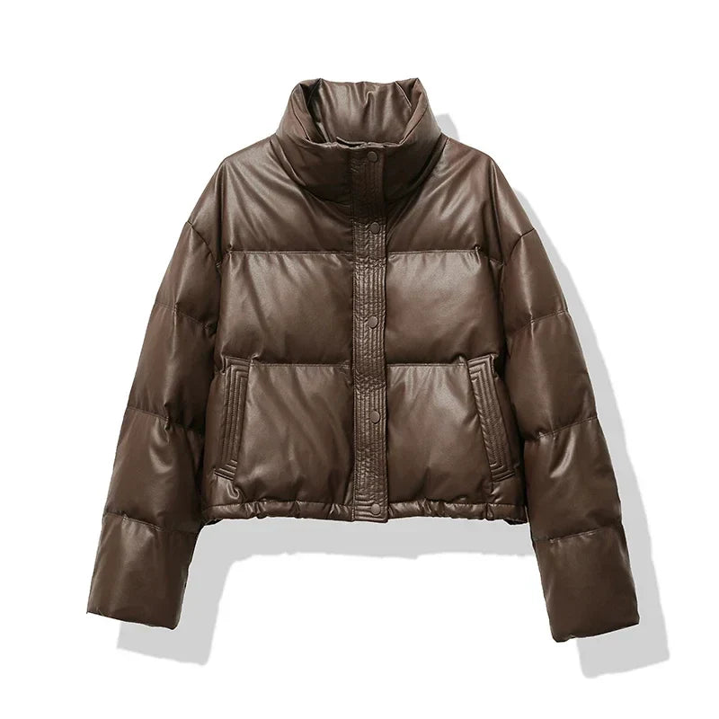 Mirla | Dam Cropped Glänsande Pufferjacka-Eva Jonsson