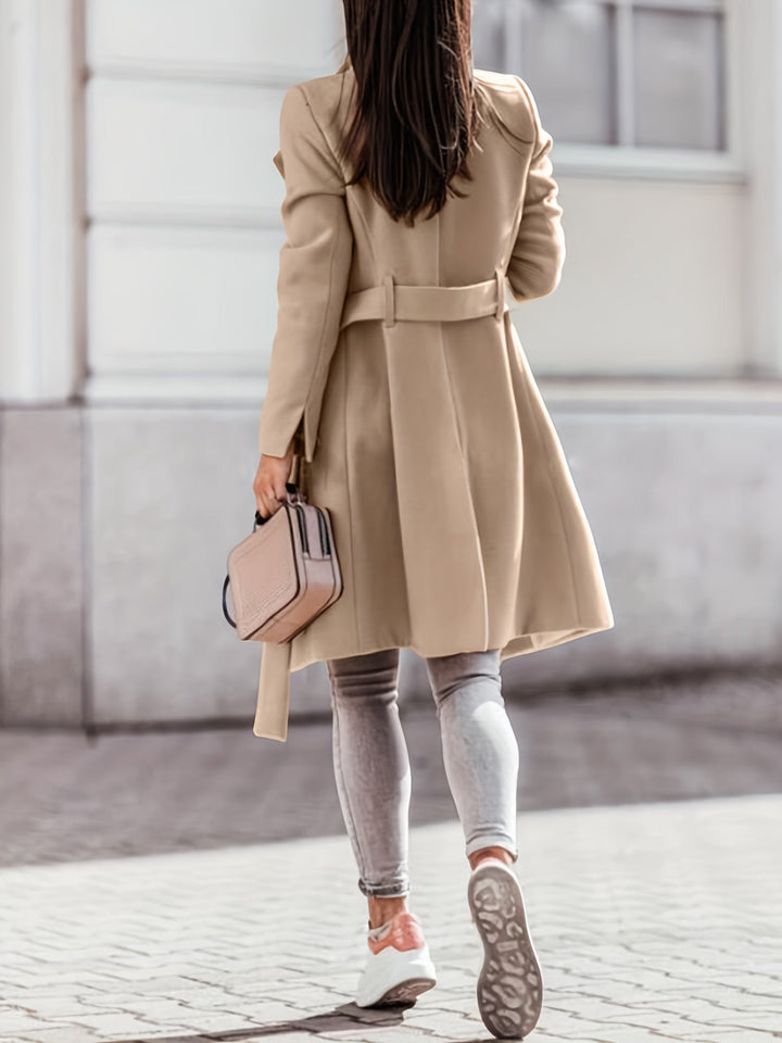 Mirla | Dam Dubbelknappad Ullmix Trenchcoat Slim Fit, Knähöjd-Eva Jonsson