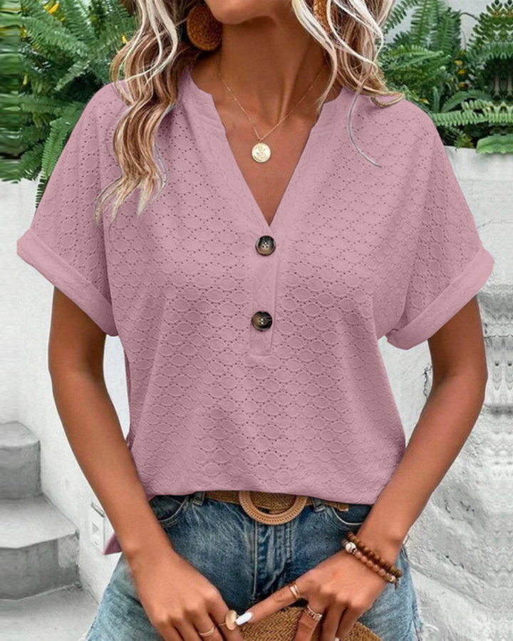 Mirla | Dam Elegant Blus med Korta Ärmar-Eva Jonsson
