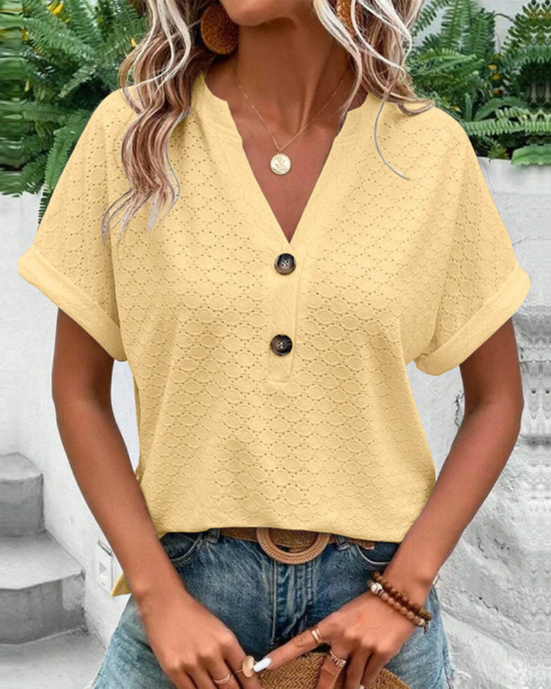 Mirla | Dam Elegant Blus med Korta Ärmar-Eva Jonsson