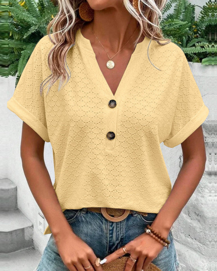 Mirla | Dam Elegant Blus med Korta Ärmar-Eva Jonsson