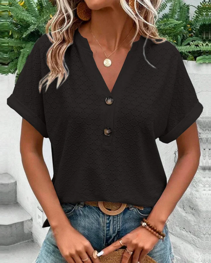 Mirla | Dam Elegant Blus med Korta Ärmar-Eva Jonsson