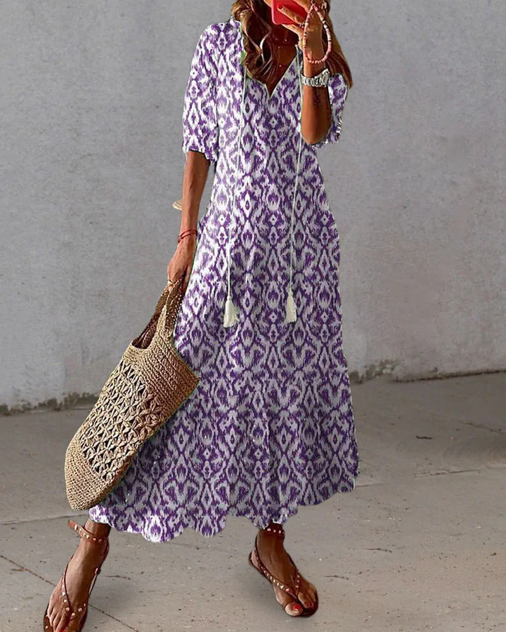 Mirla | Dam Elegant Boho Klänning Sommar-Eva Jonsson