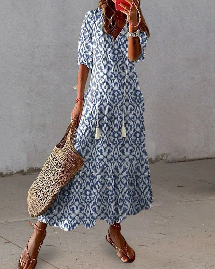 Mirla | Dam Elegant Boho Klänning Sommar-Eva Jonsson