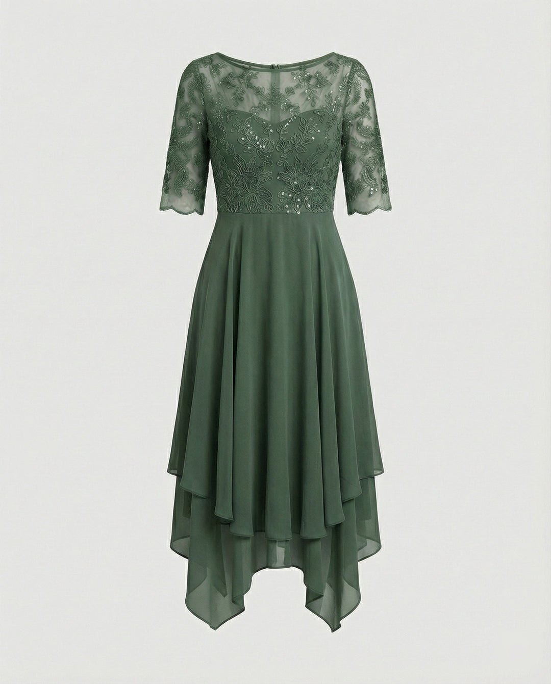 Mirla | Dam Elegant Spets Chiffon Midikjol, Flödande & Feminint Skuren-Eva Jonsson
