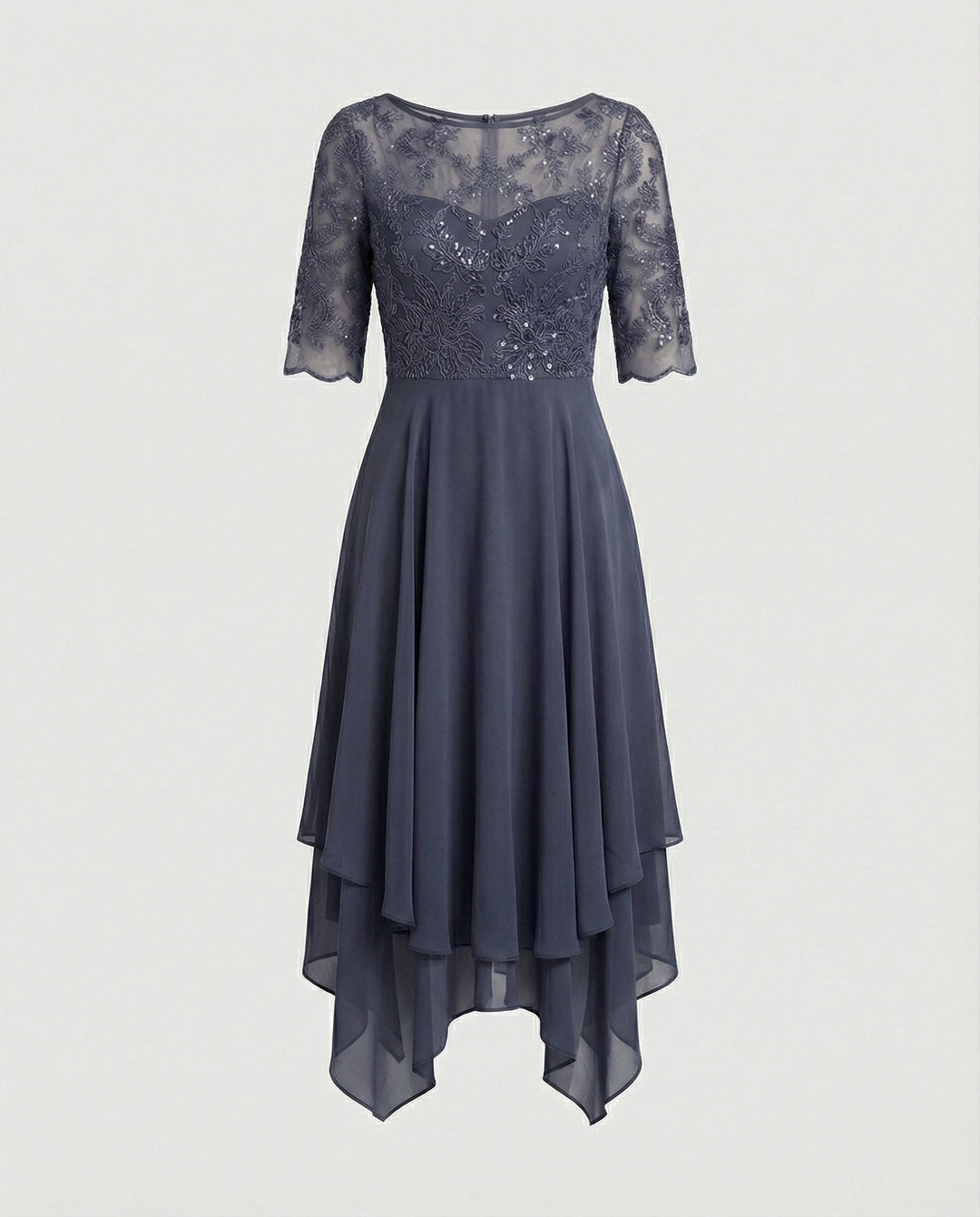 Mirla | Dam Elegant Spets Chiffon Midikjol, Flödande & Feminint Skuren-Eva Jonsson