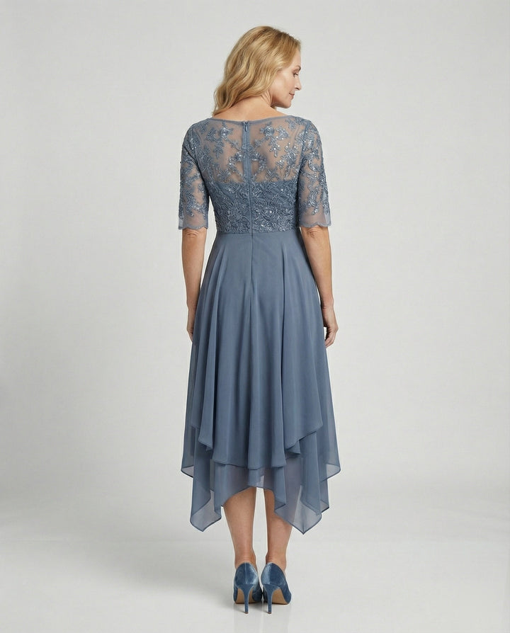 Mirla | Dam Elegant Spets Chiffon Midikjol, Flödande & Feminint Skuren-Eva Jonsson