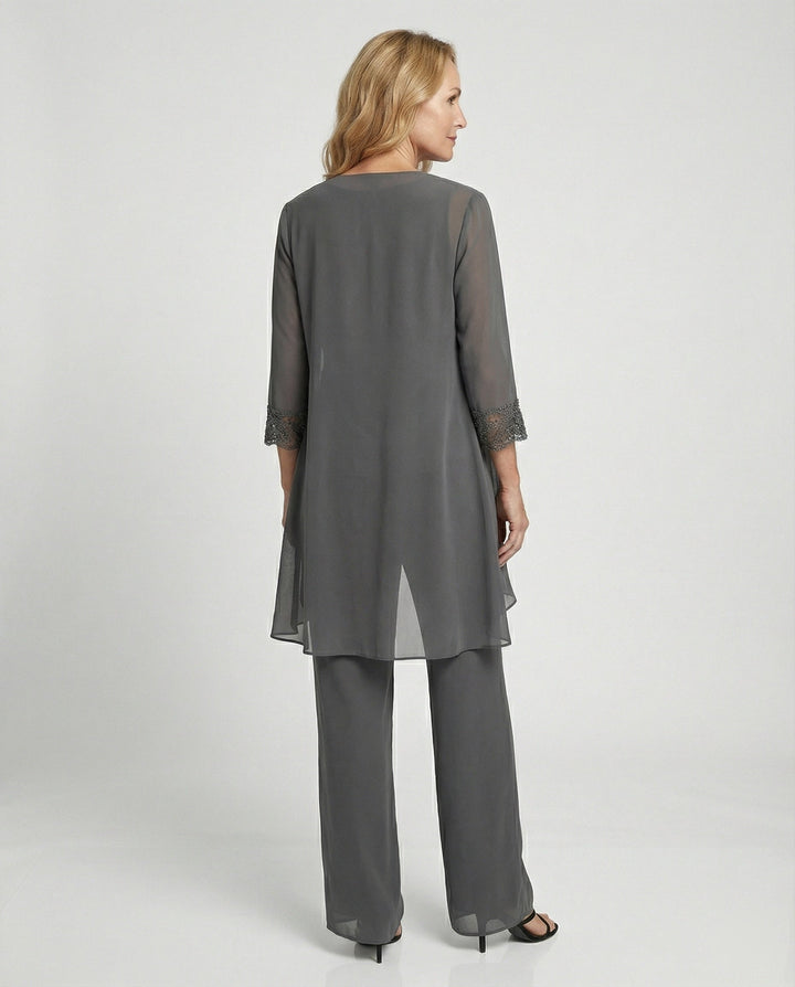 Mirla - Dam Elegant Tre Delars Set, Stiligt & Harmoniskt Kombinerat-Eva Jonsson