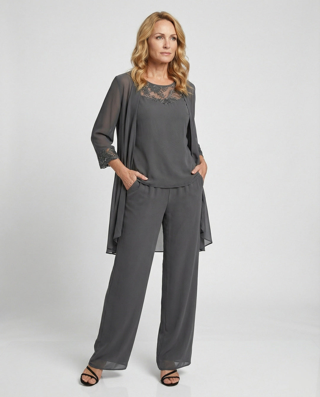 Mirla - Dam Elegant Tre Delars Set, Stiligt & Harmoniskt Kombinerat-Eva Jonsson