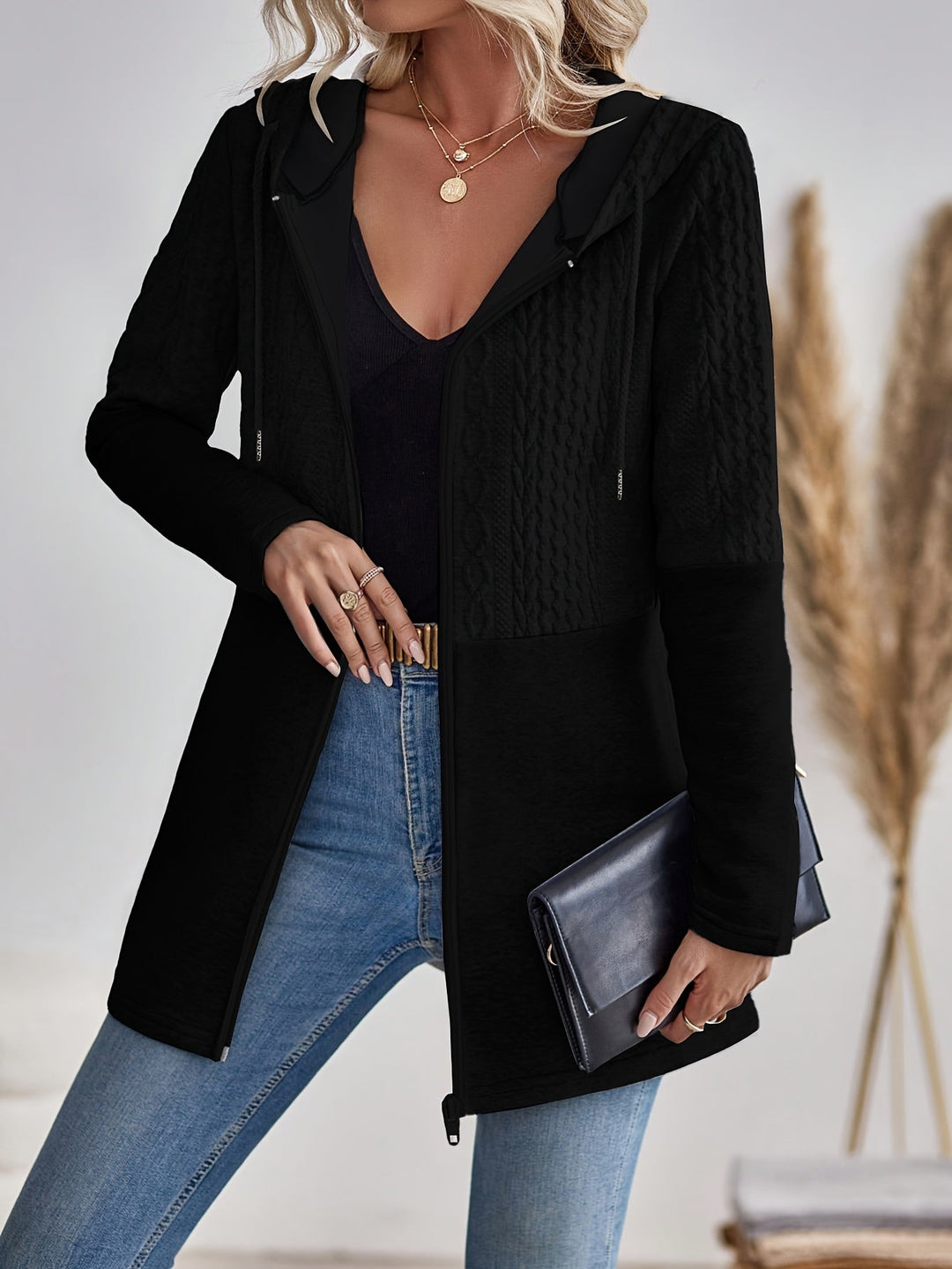 Mirla | Dam Hoodie T-shirt med dragkedja-Eva Jonsson