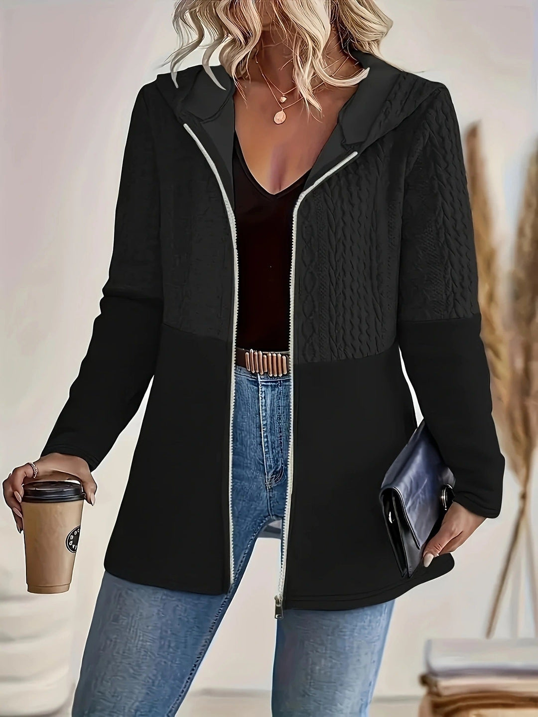 Mirla | Dam Hoodie T-shirt med dragkedja-Eva Jonsson