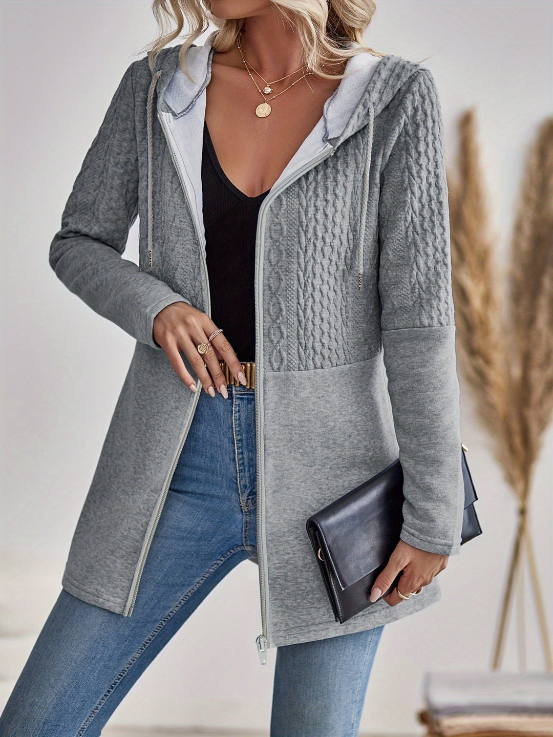 Mirla | Dam Hoodie T-shirt med dragkedja-Eva Jonsson