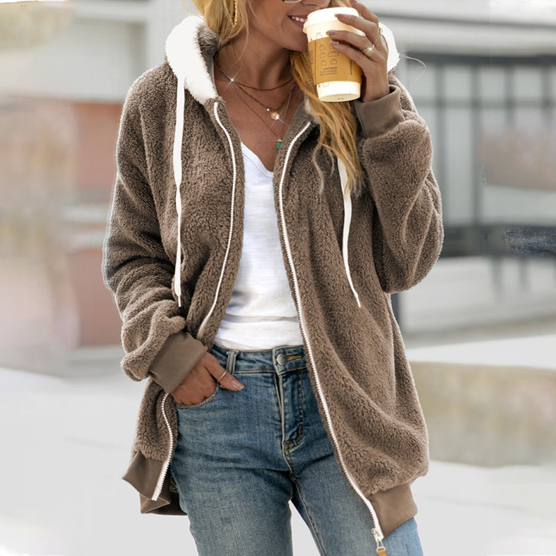 Mirla | Dam Hoodie Zip-Up Lång Kappa-Eva Jonsson