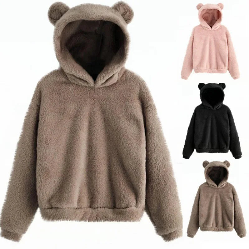 Mirla | Dam Hoodie med Teddybjörnöron-Eva Jonsson