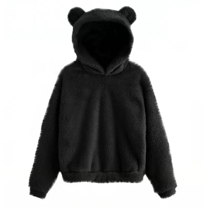 Mirla | Dam Hoodie med Teddybjörnöron-Eva Jonsson