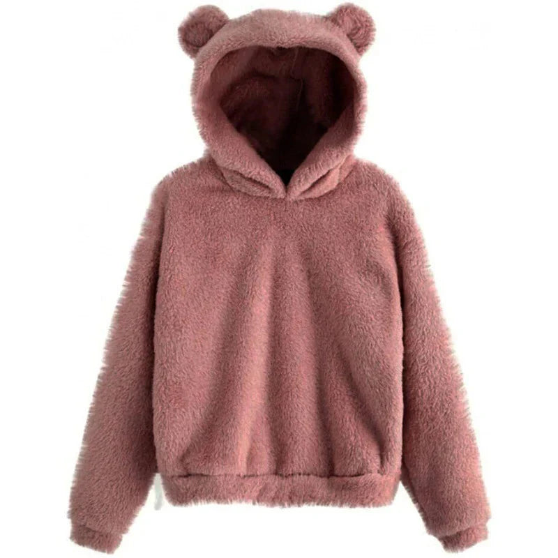 Mirla | Dam Hoodie med Teddybjörnöron-Eva Jonsson