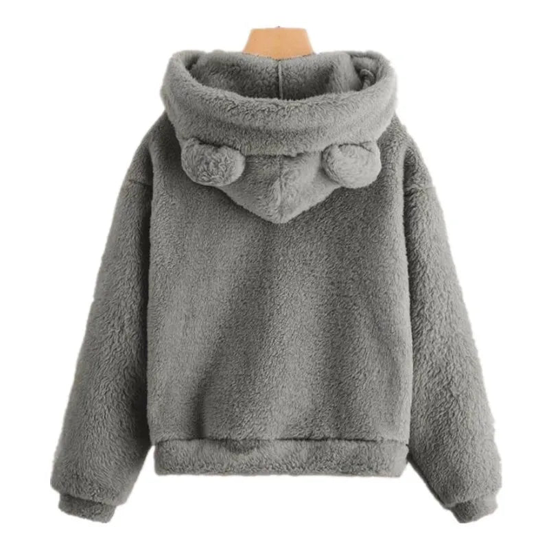 Mirla | Dam Hoodie med Teddybjörnöron-Eva Jonsson