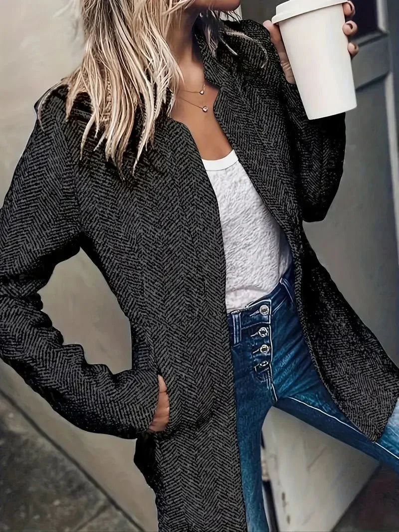 Mirla | Dam Lång Öppen Front Fritidsjacka-Eva Jonsson
