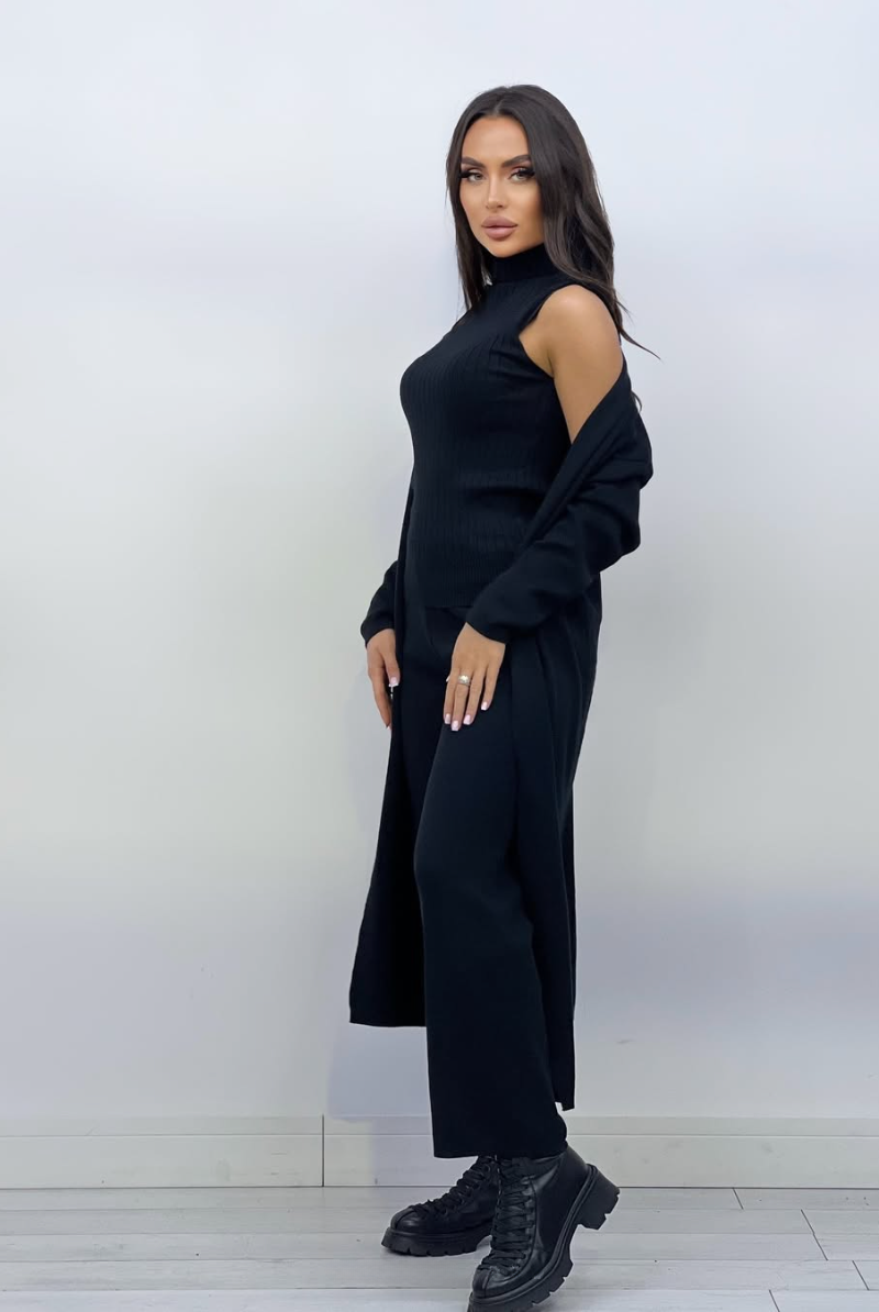 Mirla | Dam Lyx 3 Dela Stickad Co Ord Sats Mjuk & Deformbar-Eva Jonsson