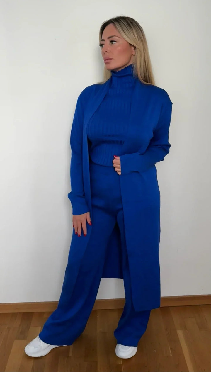 Mirla | Dam Lyx 3 Dela Stickad Co Ord Sats Mjuk & Deformbar-Eva Jonsson