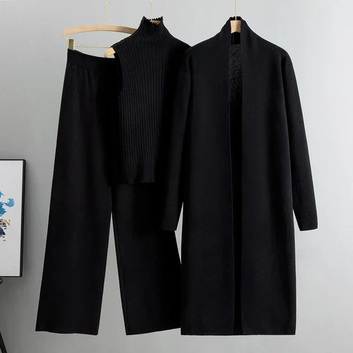 Mirla | Dam Lyx 3 Dela Stickad Co Ord Sats Mjuk & Deformbar-Eva Jonsson
