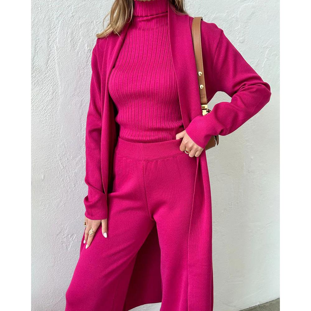 Mirla | Dam Lyx 3 Dela Stickad Co Ord Sats Mjuk & Deformbar-Eva Jonsson