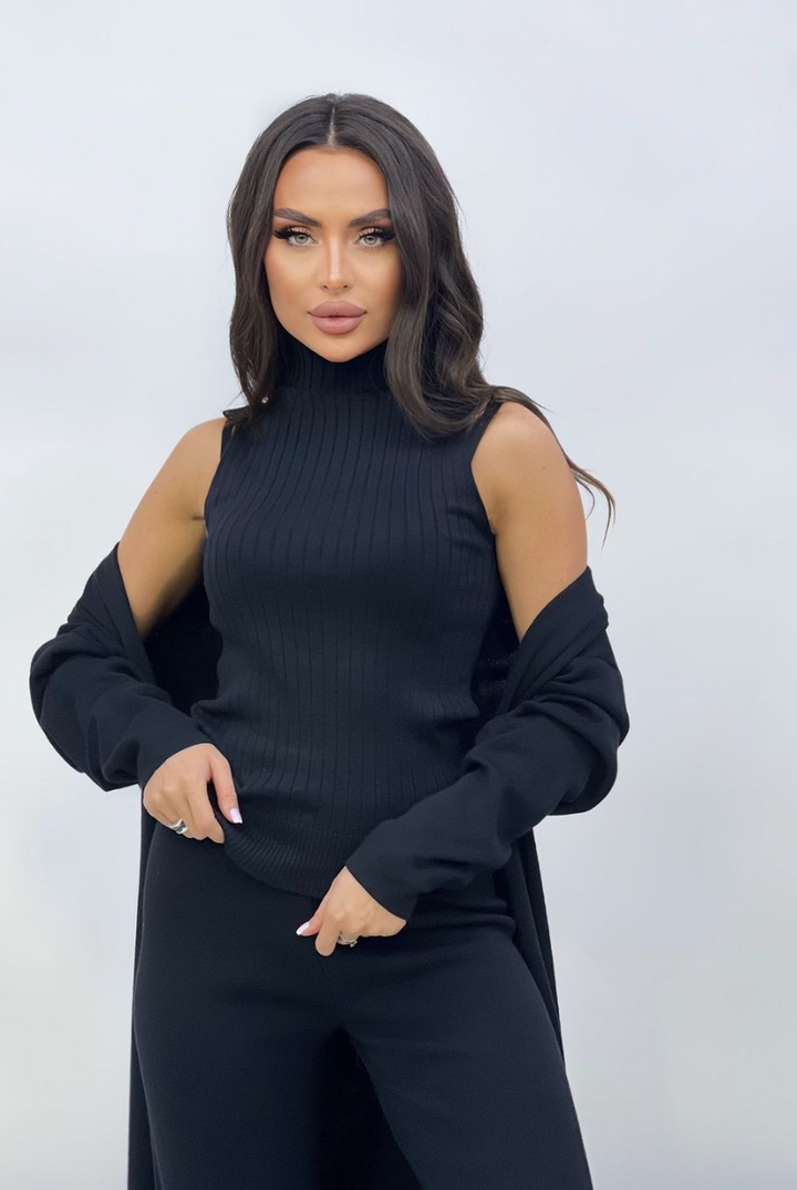 Mirla | Dam Lyx 3 Dela Stickad Co Ord Sats Mjuk & Deformbar-Eva Jonsson