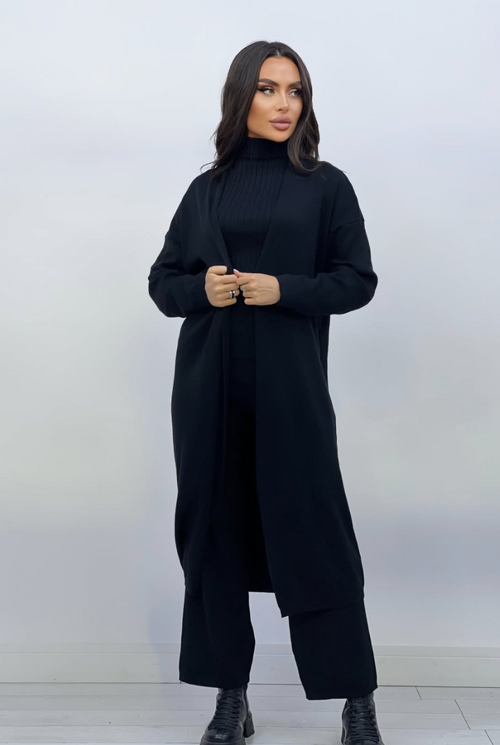 Mirla | Dam Lyx 3 Dela Stickad Co Ord Sats Mjuk & Deformbar-Eva Jonsson