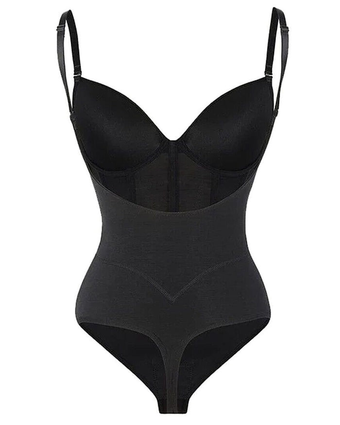 Mirla | Dam Magkontroll Tanga Genomskinlig Mesh Korsett Topp Rygglös Bodysuit-Eva Jonsson