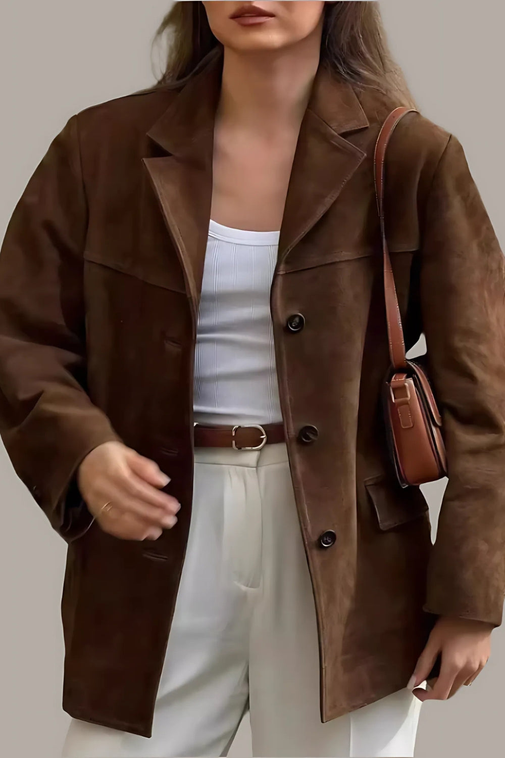 Mirla | Dam Mocka Blazer Klassisk & Lätt Brun Kvinnojacka-Eva Jonsson