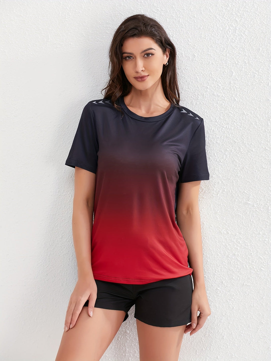 Mirla | Dam Ombre Sport T-shirt med Korta Ärmar-Eva Jonsson