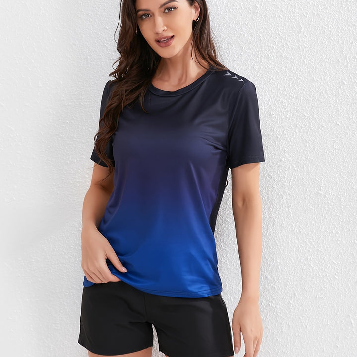 Mirla | Dam Ombre Sport T-shirt med Korta Ärmar-Eva Jonsson