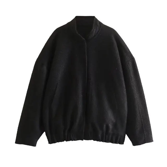 Mirla | Dam Oversize-Bomberjacka med fickor och tryckknappsdesign-Eva Jonsson