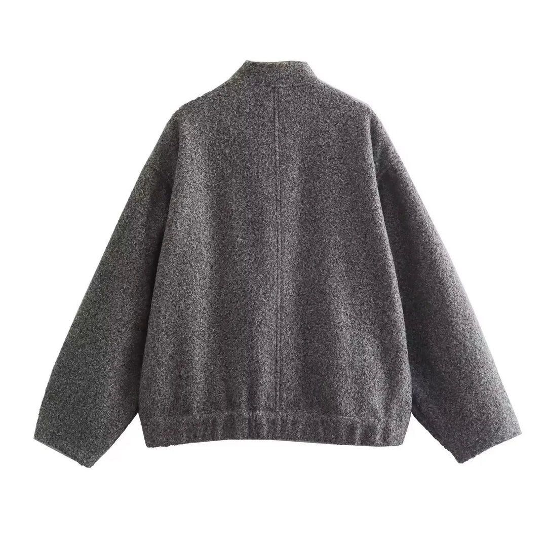 Mirla | Dam Oversize-Bomberjacka med fickor och tryckknappsdesign-Eva Jonsson