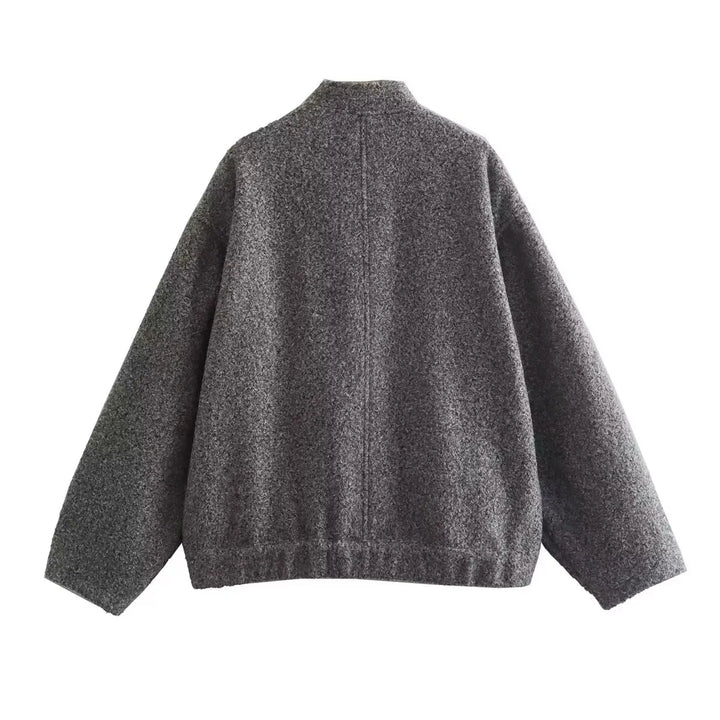 Mirla | Dam Oversize-Bomberjacka med fickor och tryckknappsdesign-Eva Jonsson