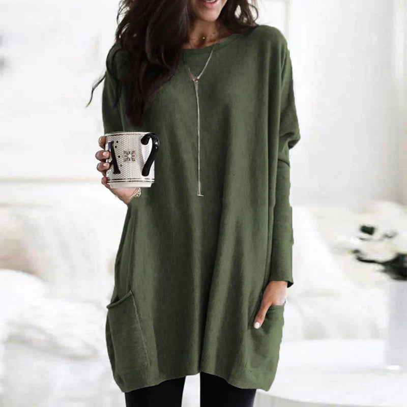 Mirla | Dam Oversized-Tunika Tröja för Avslappnad Komfort-Eva Jonsson