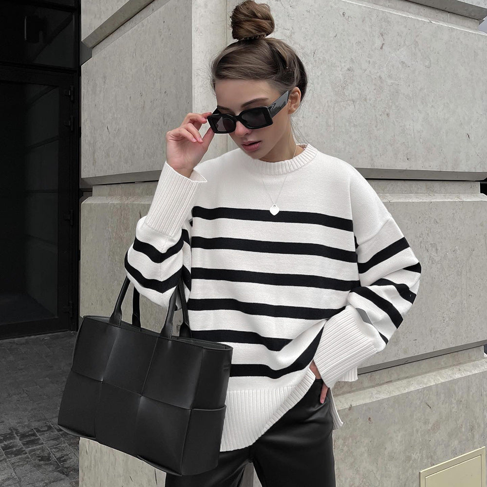 Mirla | Dam Rand Oversized-Tröja för Höst och Vinter-Eva Jonsson