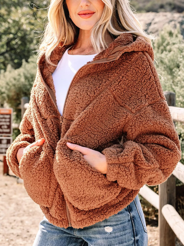 Mirla | Dam Relaxed Fit Zip Up Teddyjacka-Eva Jonsson